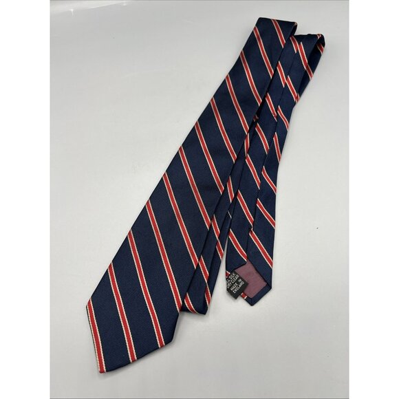 The Silk Company of London Vtg Neck Tie All Silk Striped Red White Blue England - Picture 5 of 9